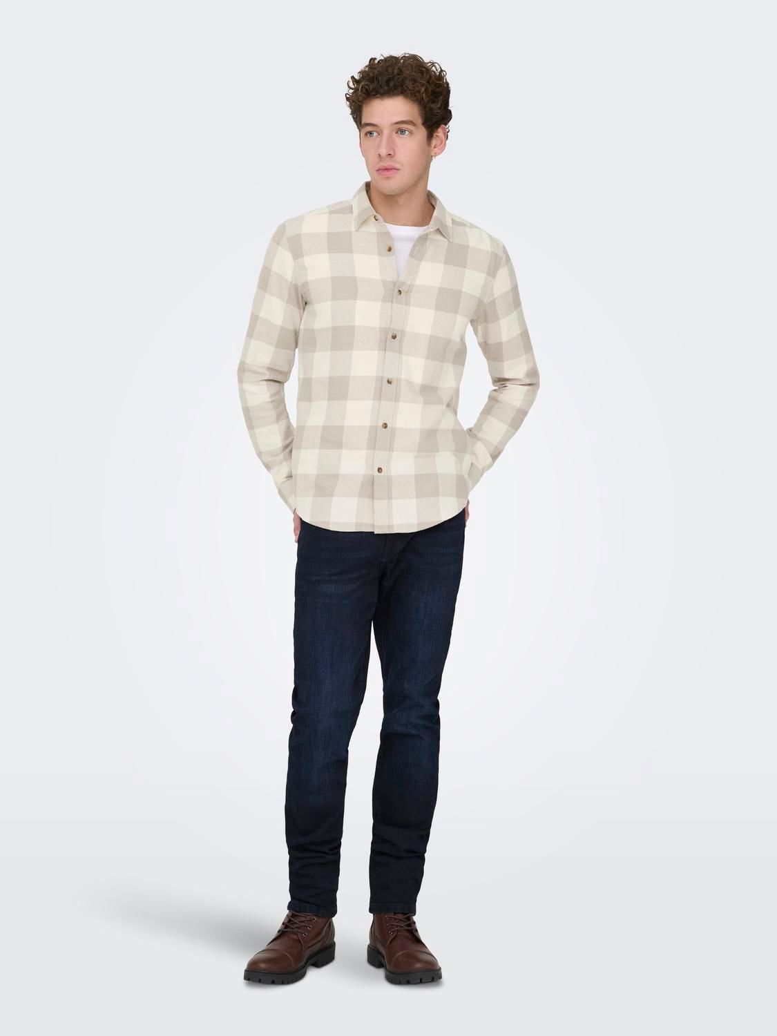 Onsgudmund Ls Checked Shirt Noos Antique White