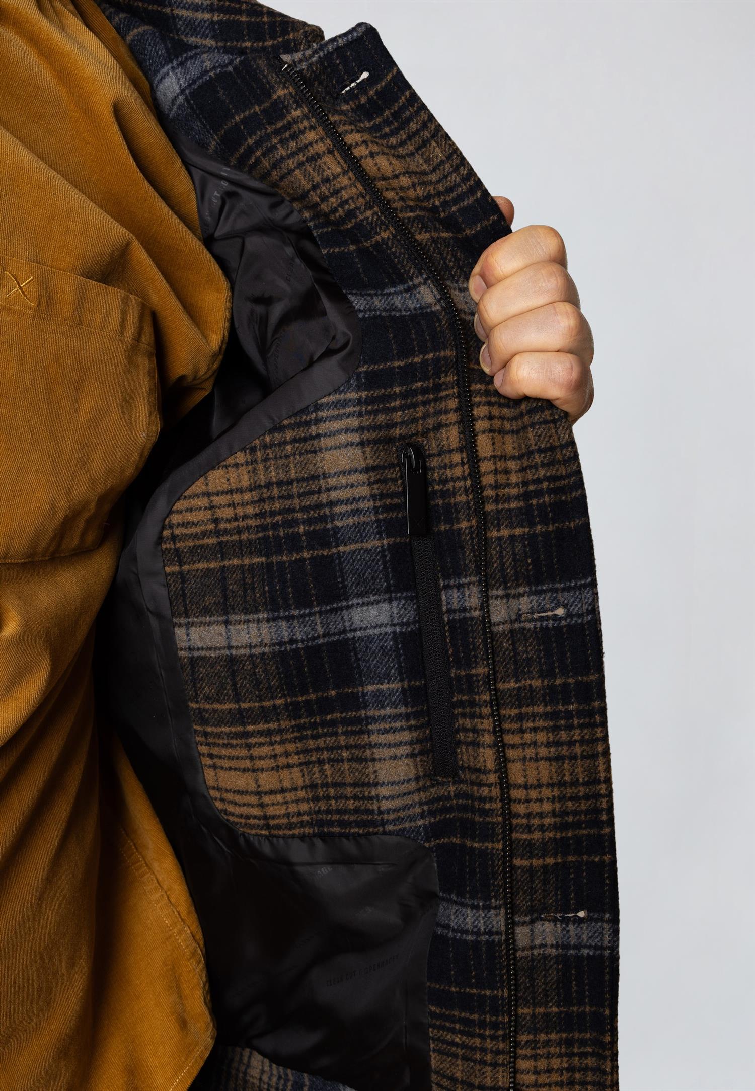 Luke check wool jacket Dark Navy