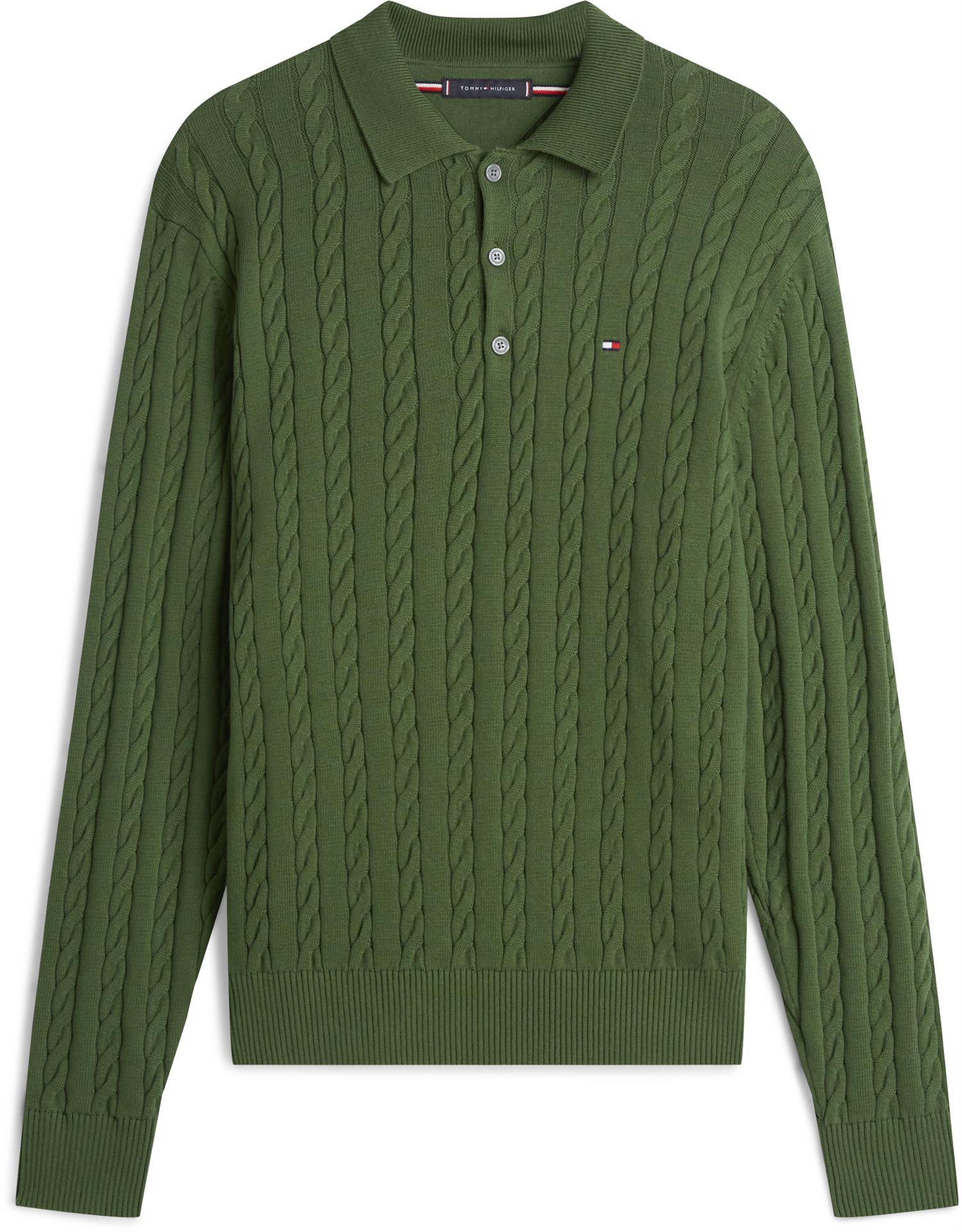 Classic Cotton Cable Ls Polo Mountain Pine