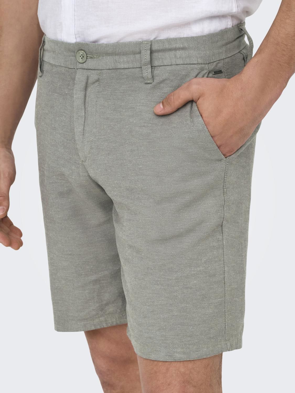 Onsmark 0011 Cotton Linen Shorts Noos Castor Gray