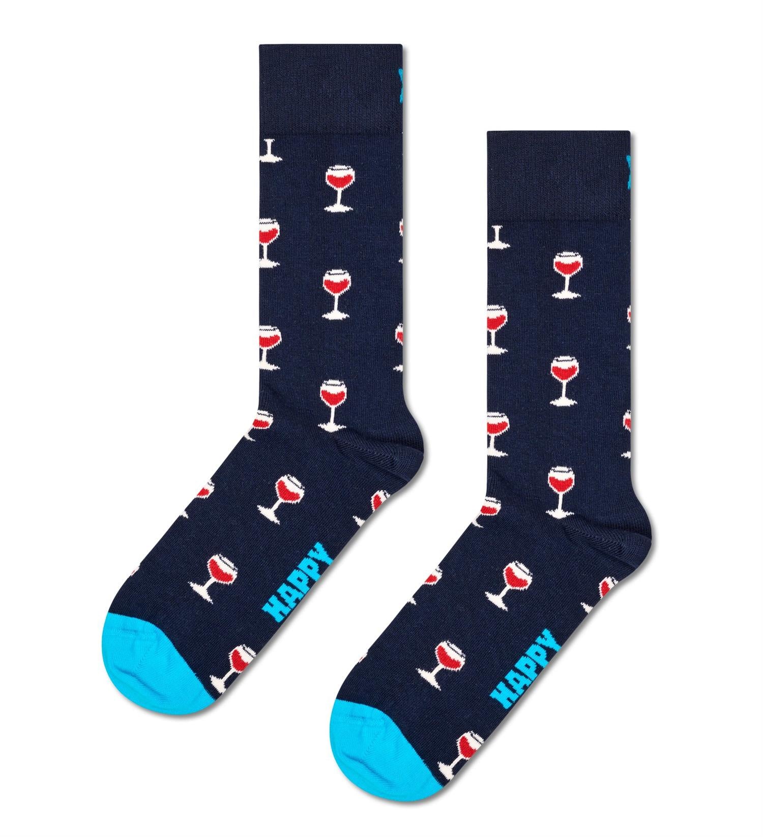 Glass Of Wine Sock Navy