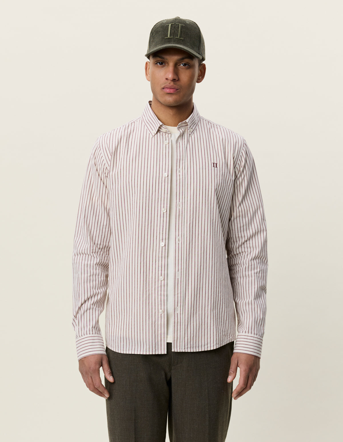 Light Oxford Striped Shirt Burgunder