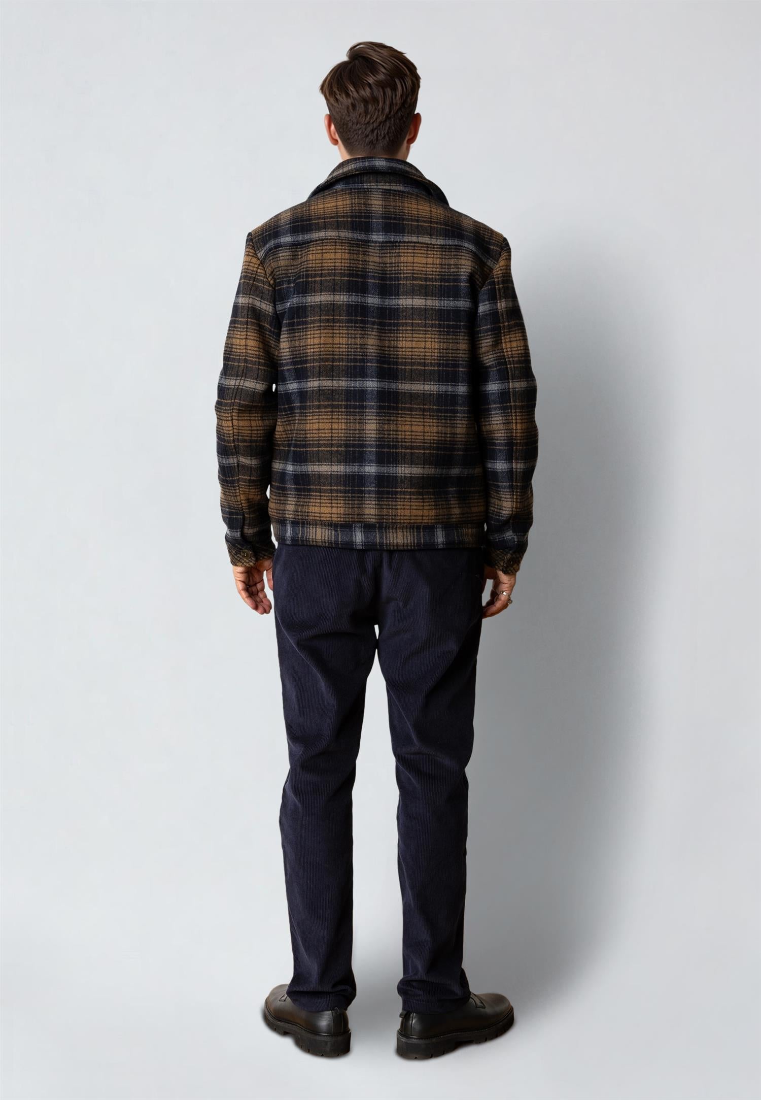 Luke check wool jacket Dark Navy