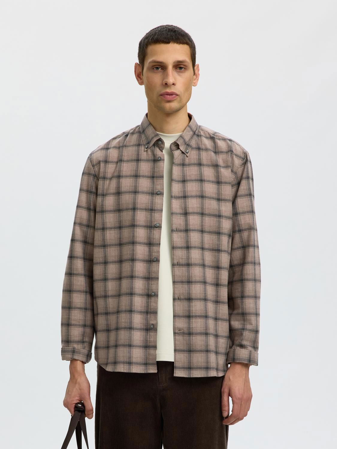 Slmcole-Jay Reg Melange Ls Shirt Noos Cornstalk Black