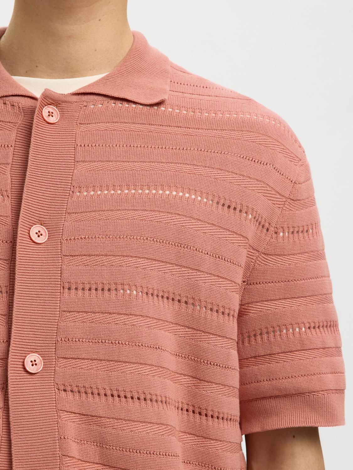 Slhpalle Ss Knit Polo Cardigan Rose Dawn