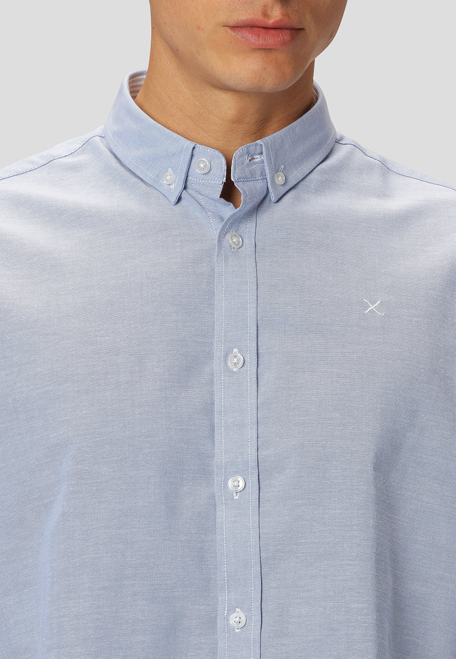 Oxford Stretch plain L/S Light Blue