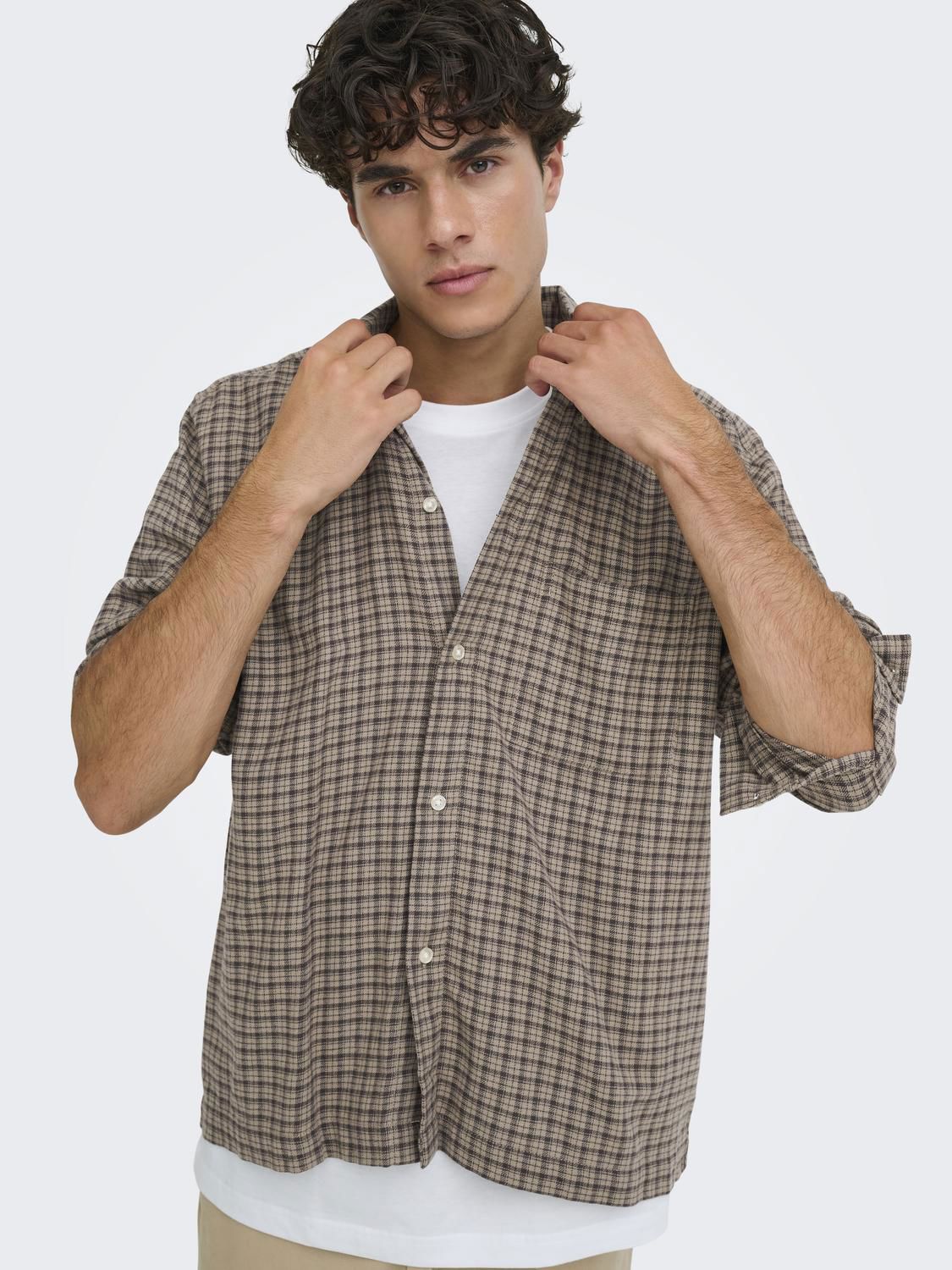 Onshale Flannel Check Shirt Rlx Fit Noos Travertine