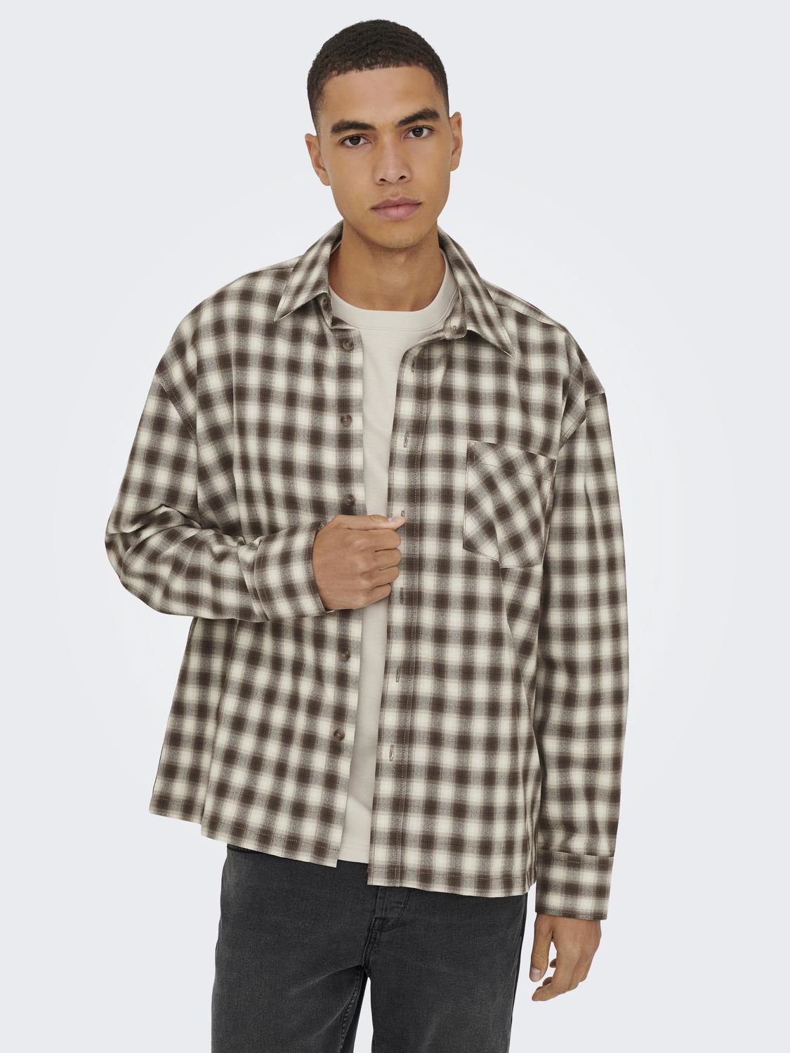 Onselliot Relaxed Cropped Ls Shirt 0384 Walnut