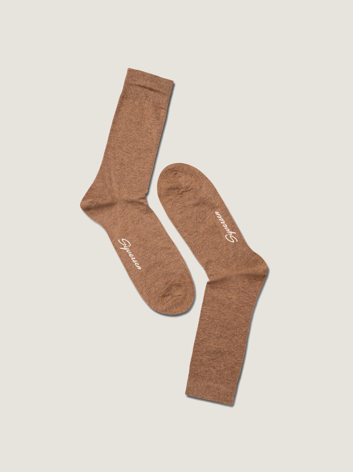 Cotton Cashmere Blend Crew Sock Light Brown Melange