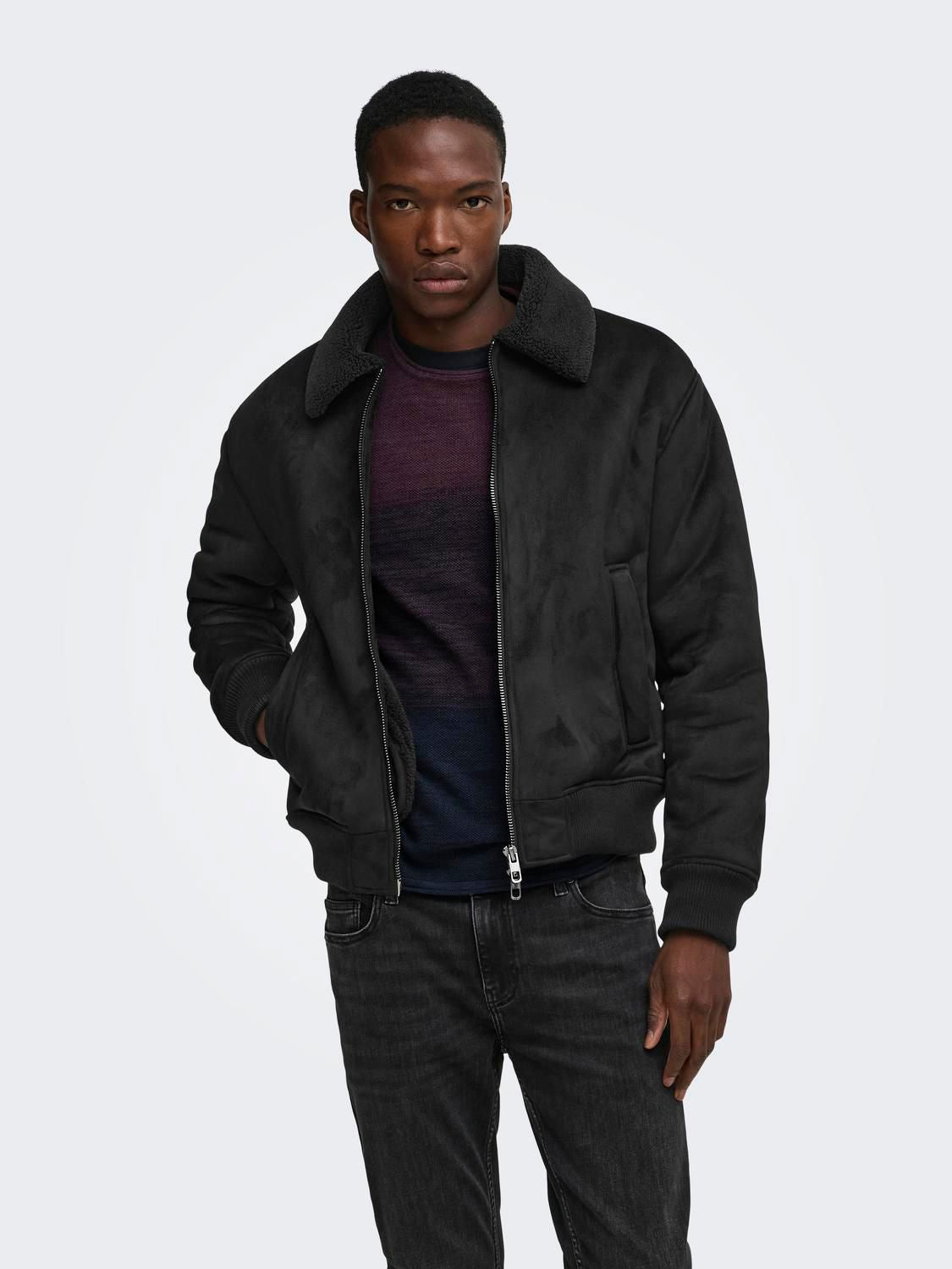 Onsspencer Shearling Jacket Otw Black