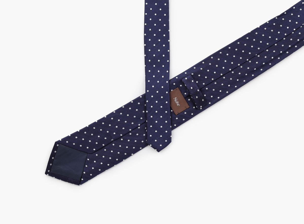 Nohr Carlos Polkadot Silk Tie Marine Blå 79