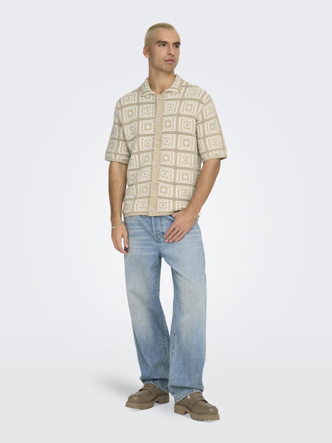 Onsbart Rlx 5 Ss Shirt Knit Noos Silver Lining Egret