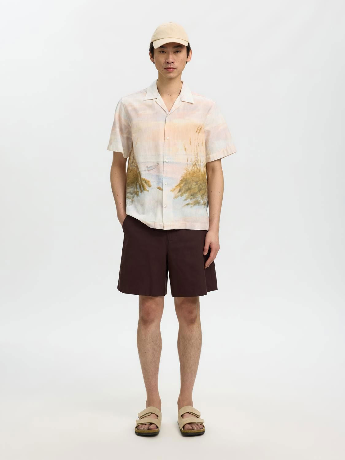 Slhregkelso Sunset Ss Shirt Dusty Blue Boat