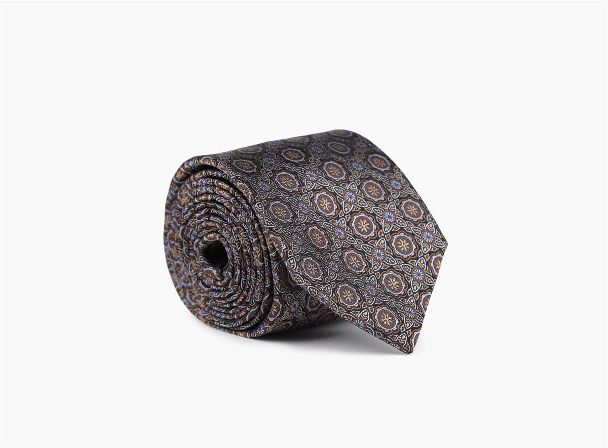 Nohr Elias Silk Tie 7,6 Cm Mørk Brun 19