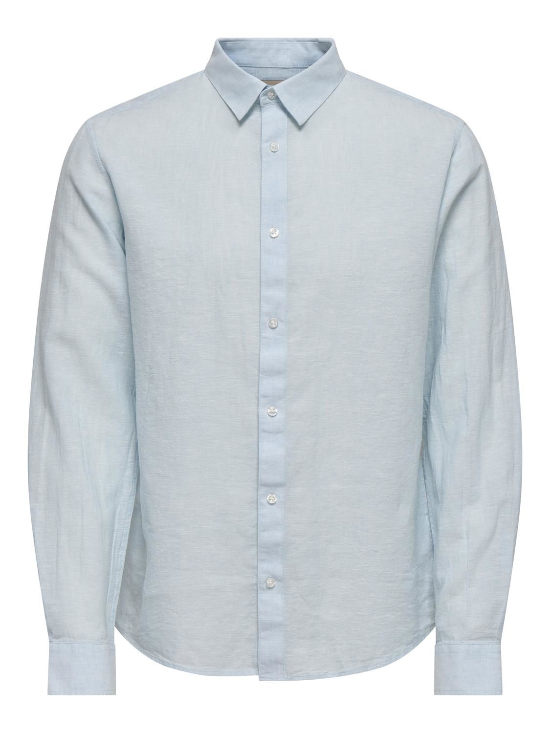 Onscaiden Life Ls Solid Linen Blend Noos Cashmere Blue