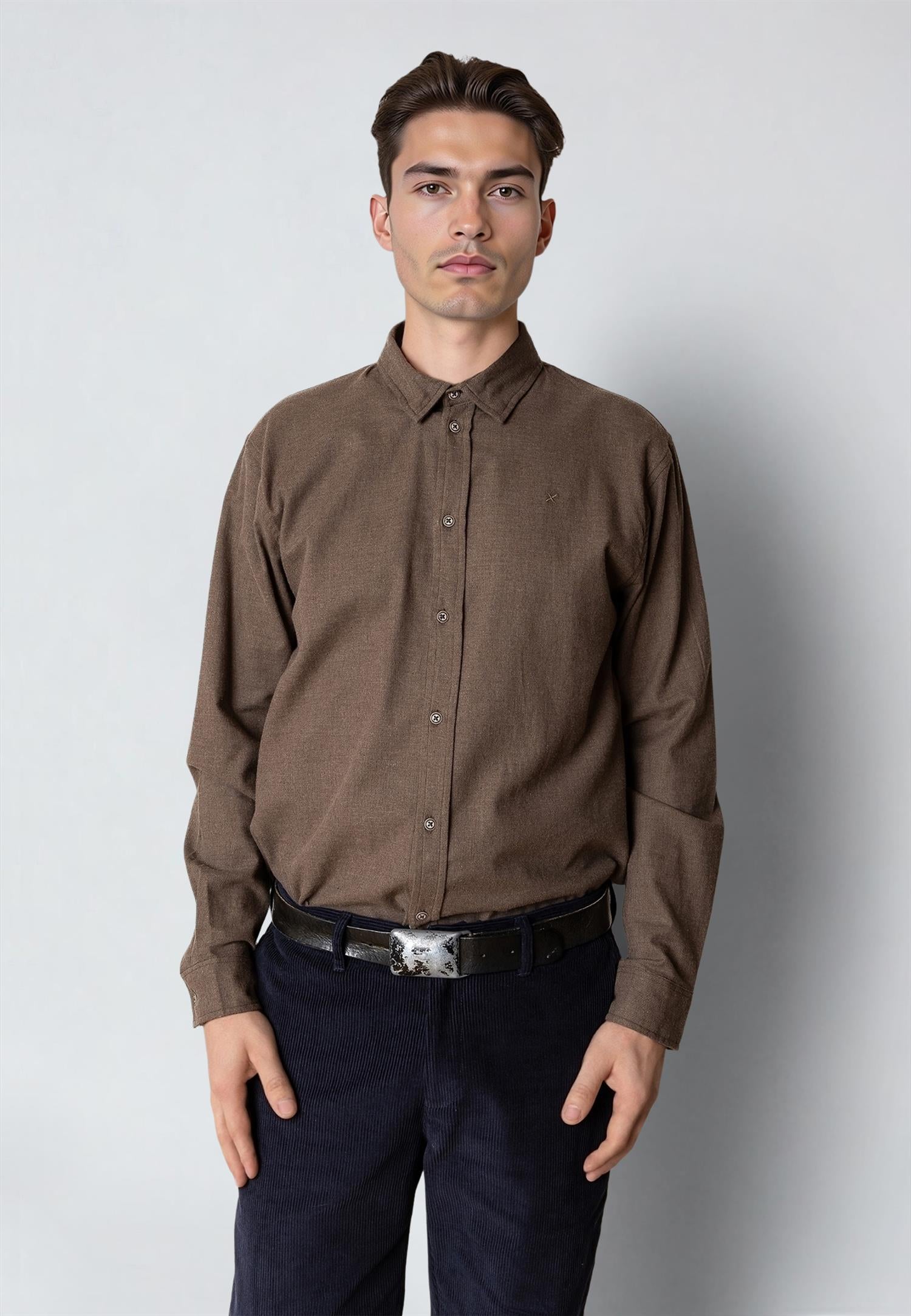 Russel Flannel Shirt Brown Melangè