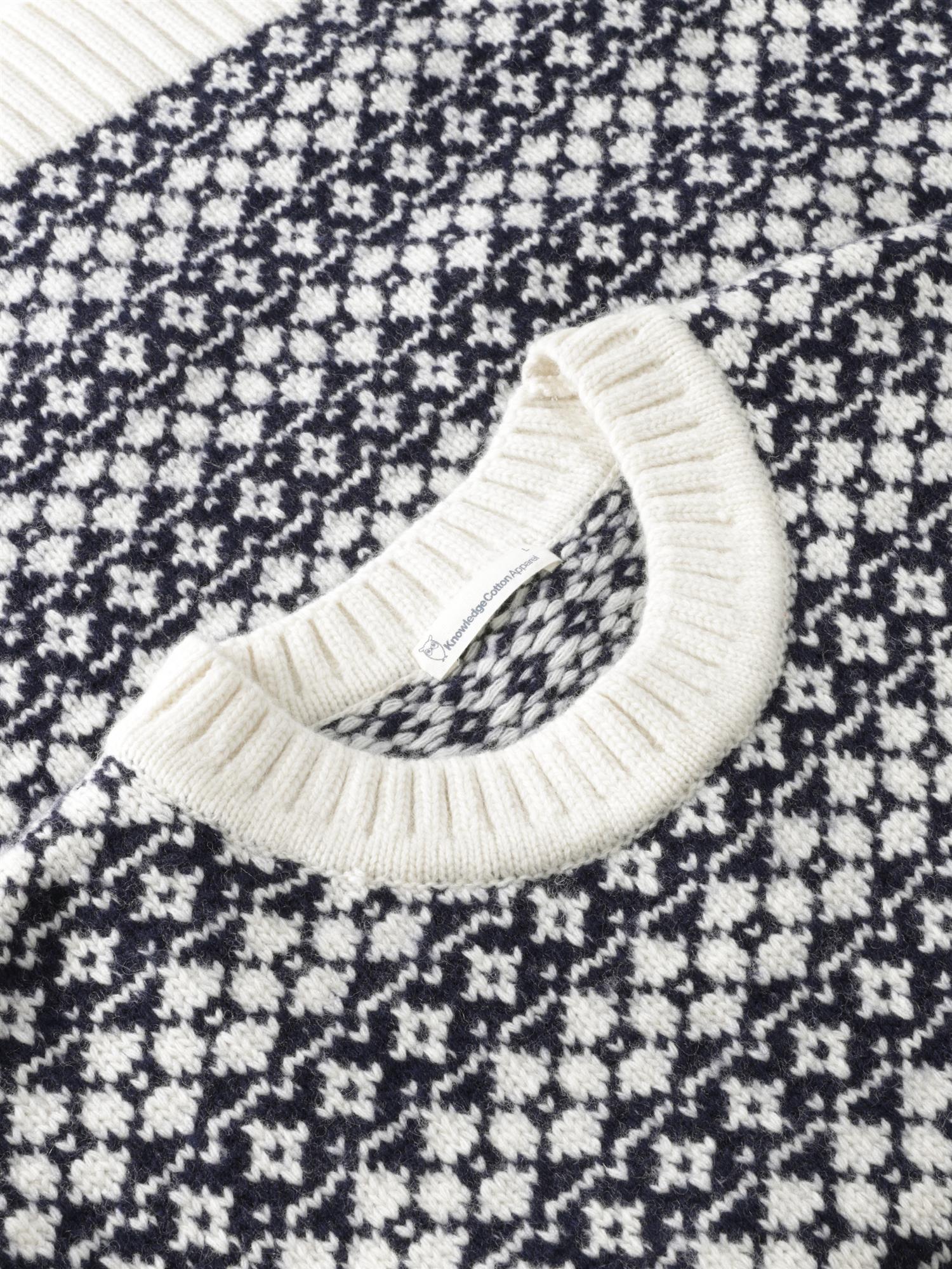 Lambswool crew neck knit RWS Blue Stripe