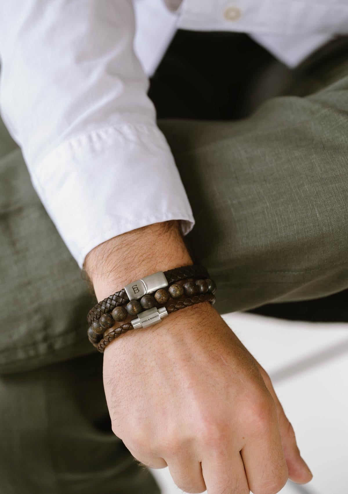 Leather Bracelet Luke Landon Brown | Silver