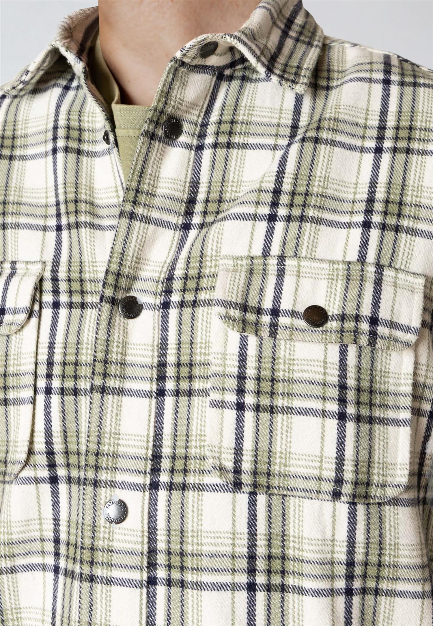 Adrian Cotton Check Shirt Ecru/Dusty Green
