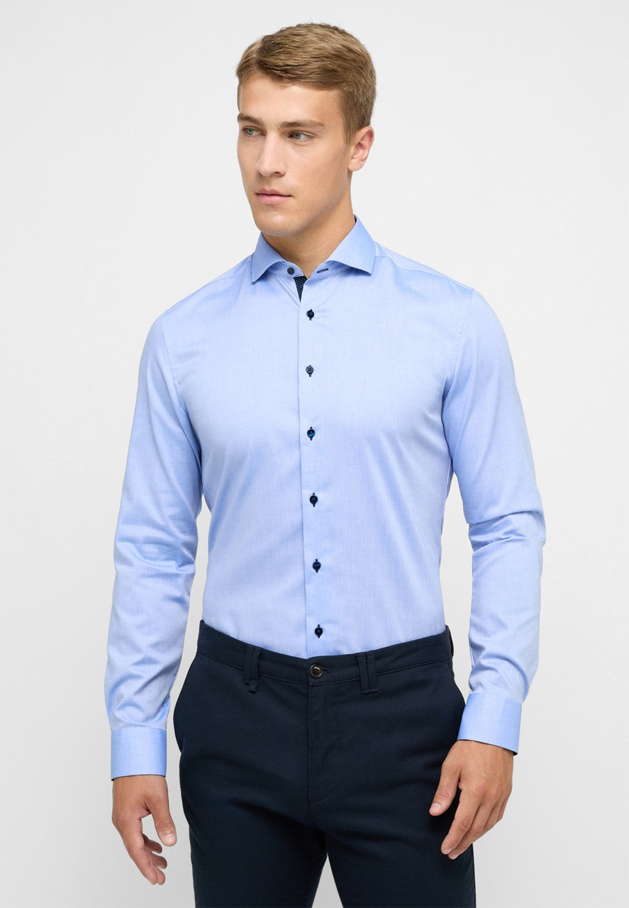Basic slim shirt l/s F132 Blue
