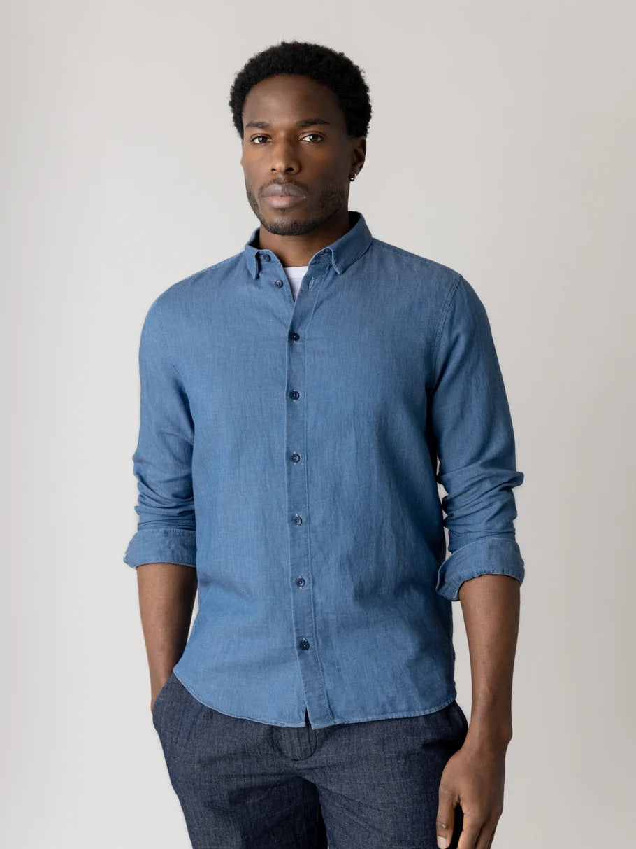 Mmgmarco Chambray Shirt Marine Blue