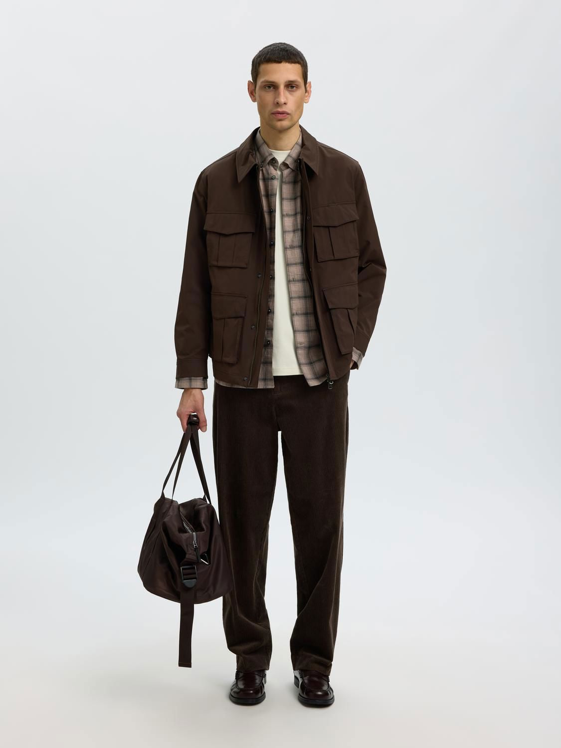 Slmcole-Jay Reg Melange Ls Shirt Noos Cornstalk Black