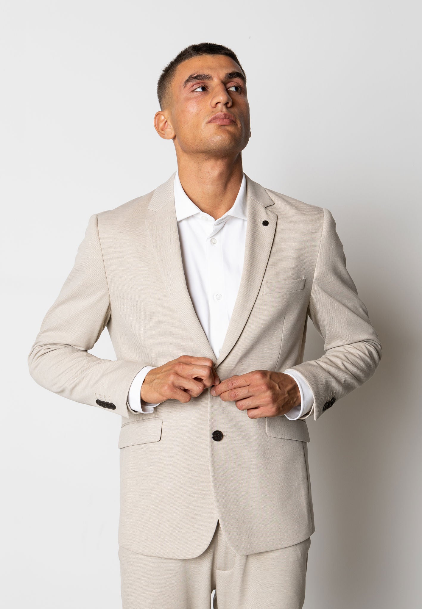 Brendon Jersey Blazer Ecru