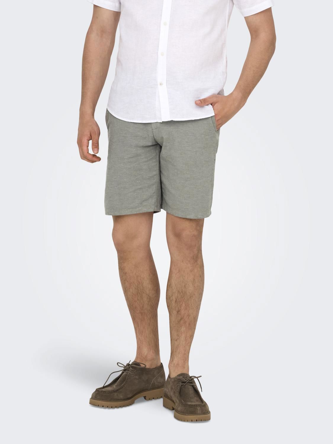 Onsmark 0011 Cotton Linen Shorts Noos Castor Gray