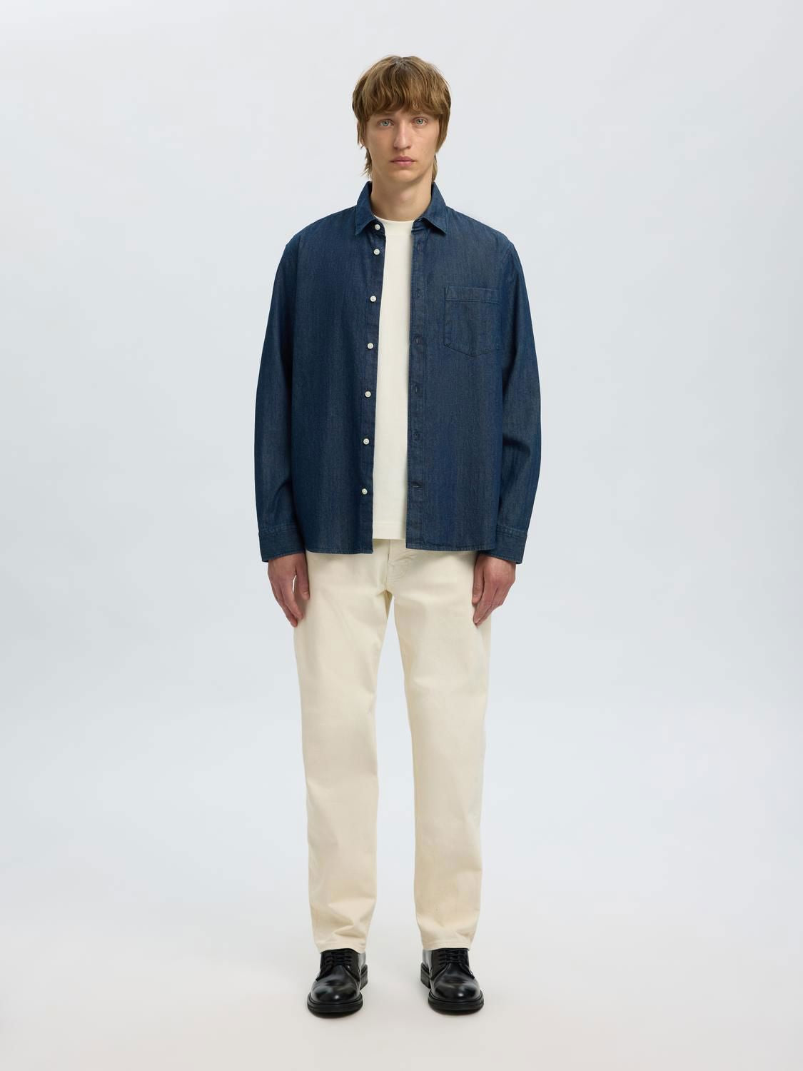 Slmregclaus Carlo Denim Ls Shirt Noos Dark Blue Denim