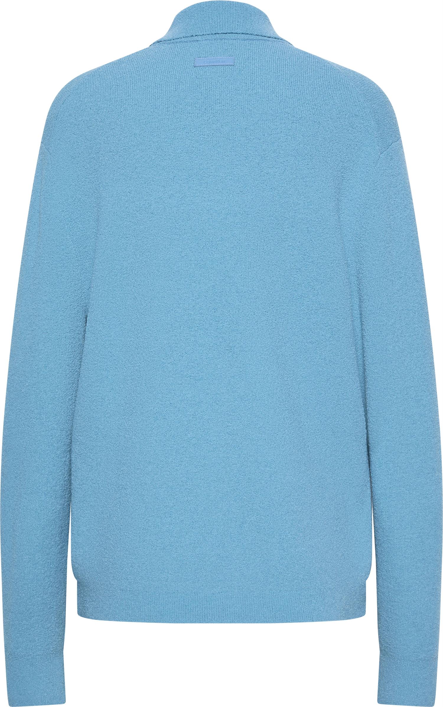 Ls Boucle Button Front Swtr 12gg Blue Moon