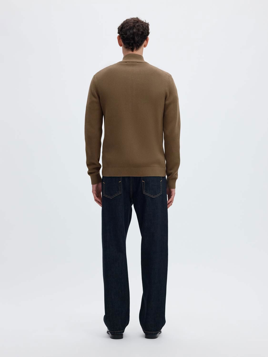 Slmdane Ls Knit Reg Struc Full Zip Noos Morel