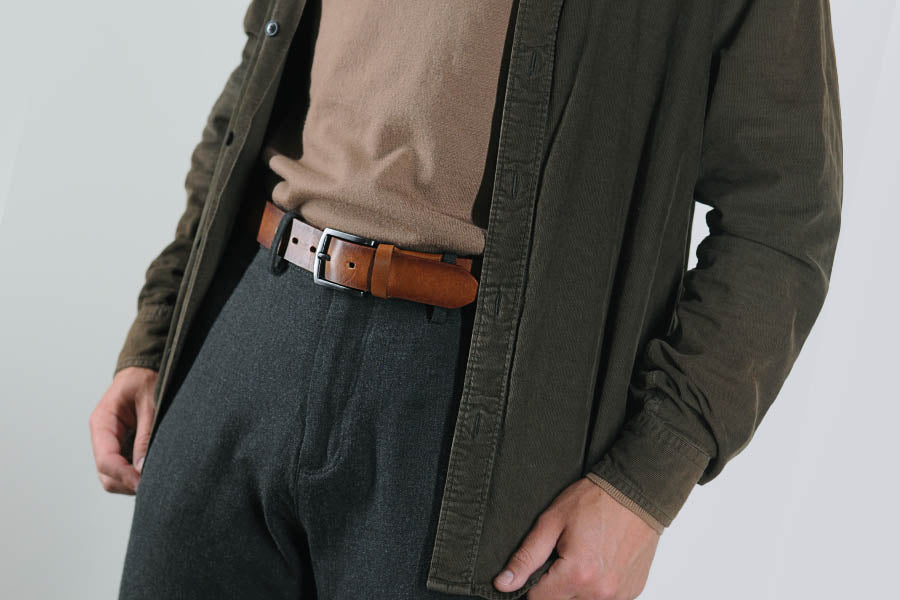 Leather belt Cognac