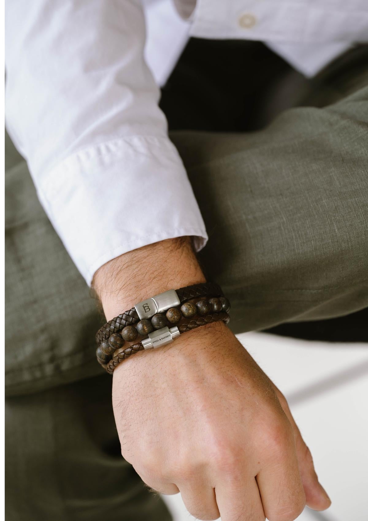 Luxe Lederen Armband Riley Vintage Brown