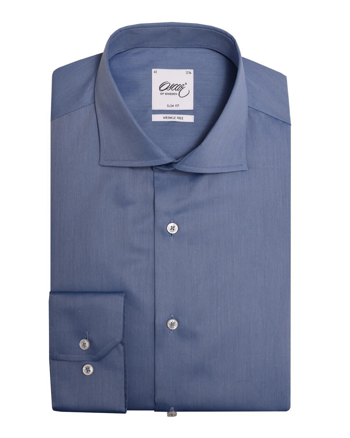 Slim fit skjorte - Blå 009 Ash Grey Plain