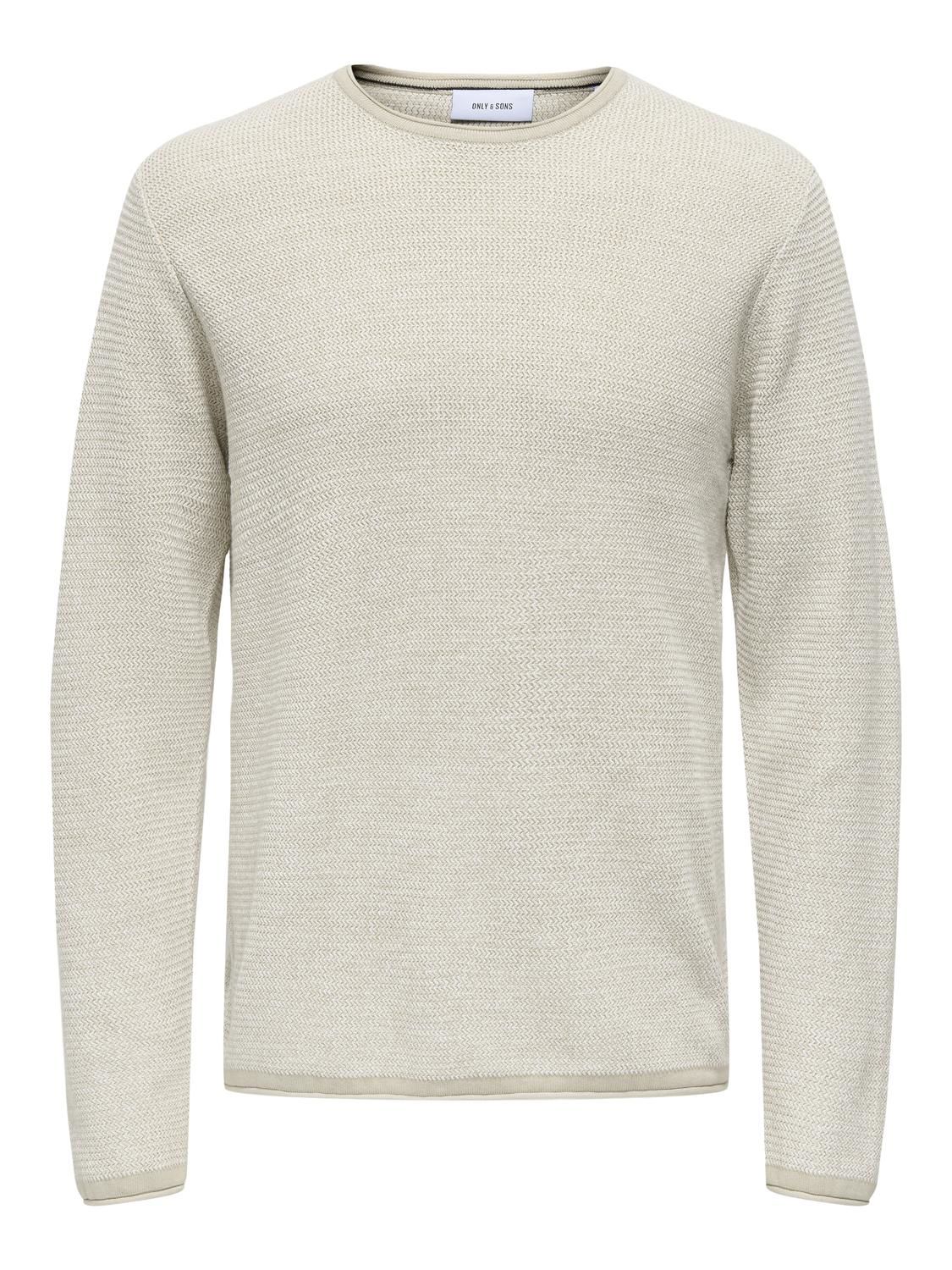 Onseric Reg 12 Struc Crew Knit Noos Silver Lining W. Cloud Dancer