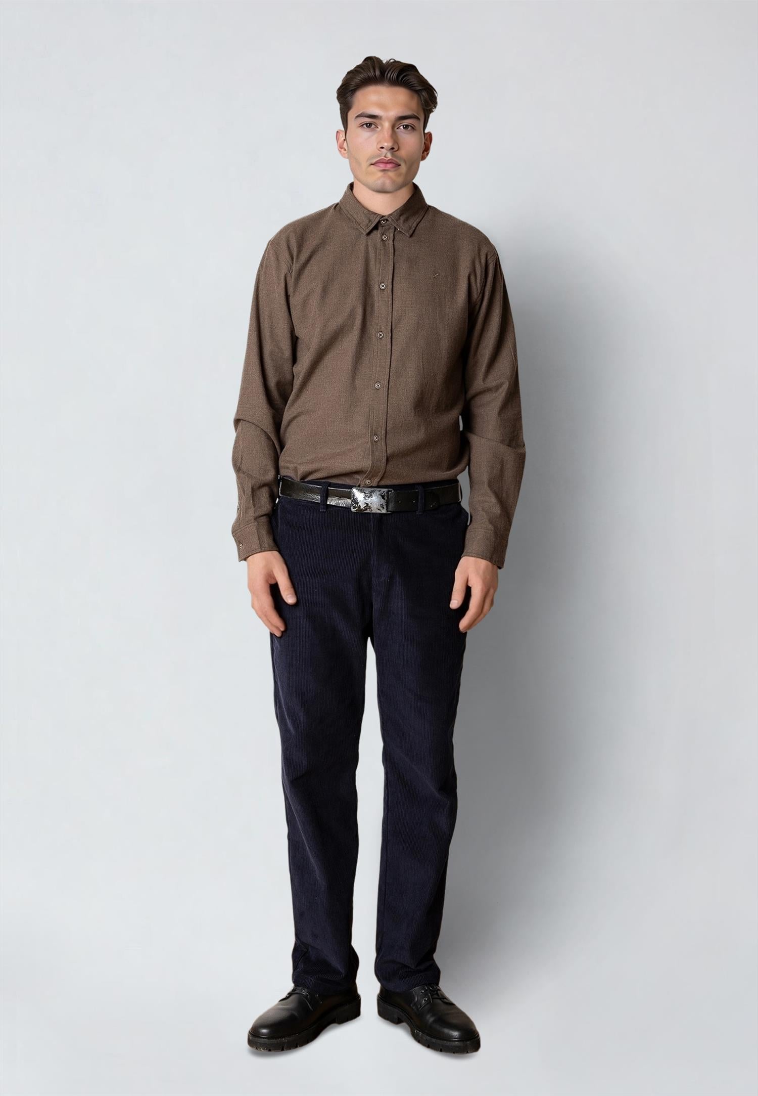 Russel Flannel Shirt Brown Melangè