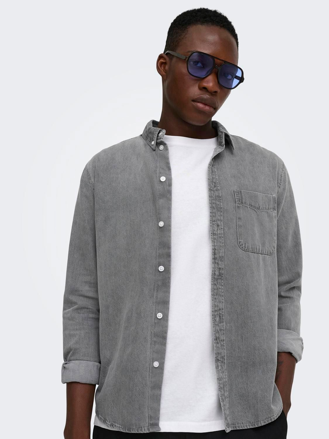 Onsorson Regular Yfm Dnm Shirt Noos Light Grey Denim
