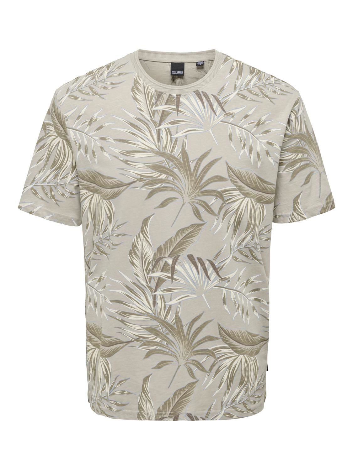 Onskash Reg Leaf Aop Ss Tee Silver Lining