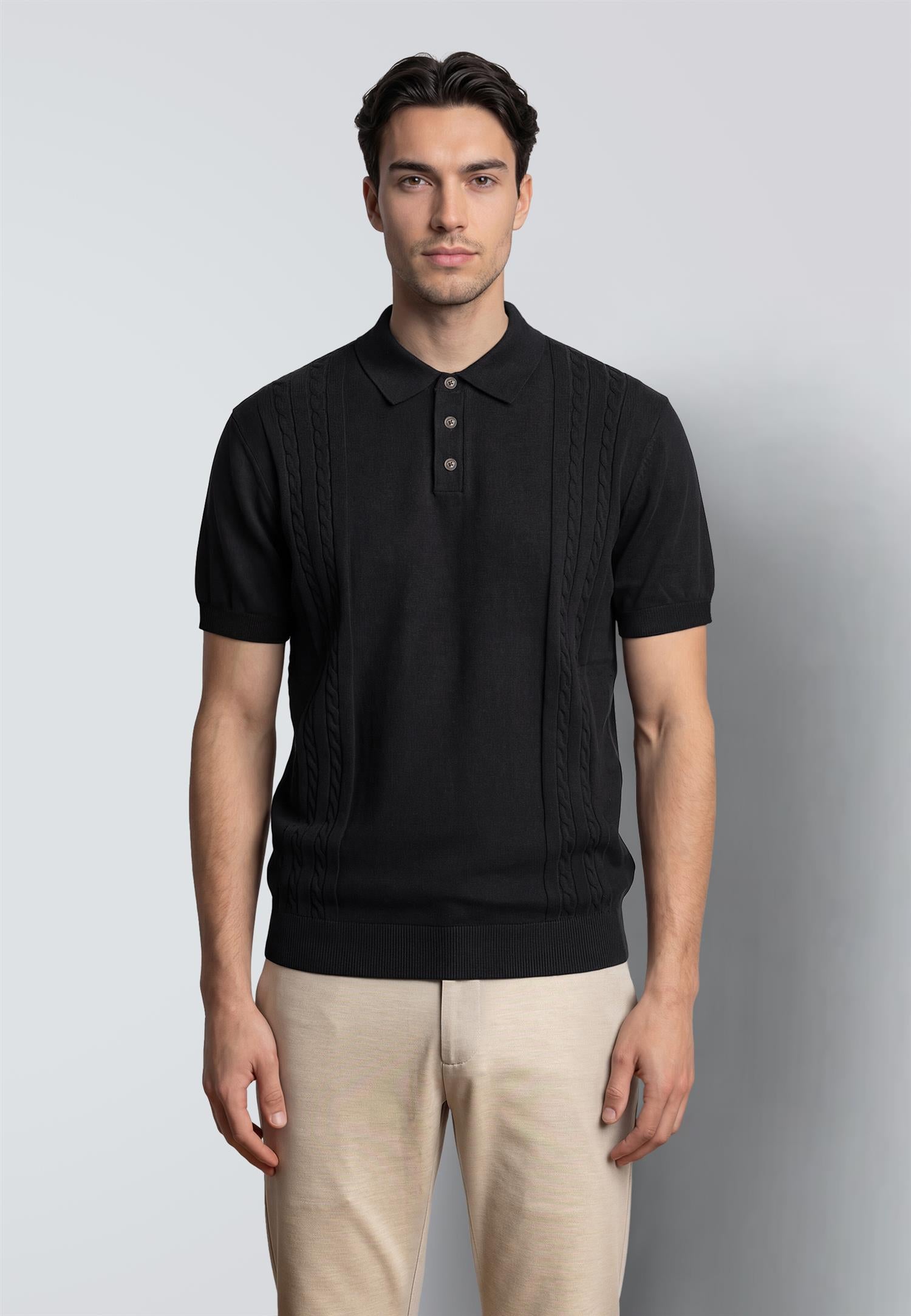 Hayze Knitted Polo Black