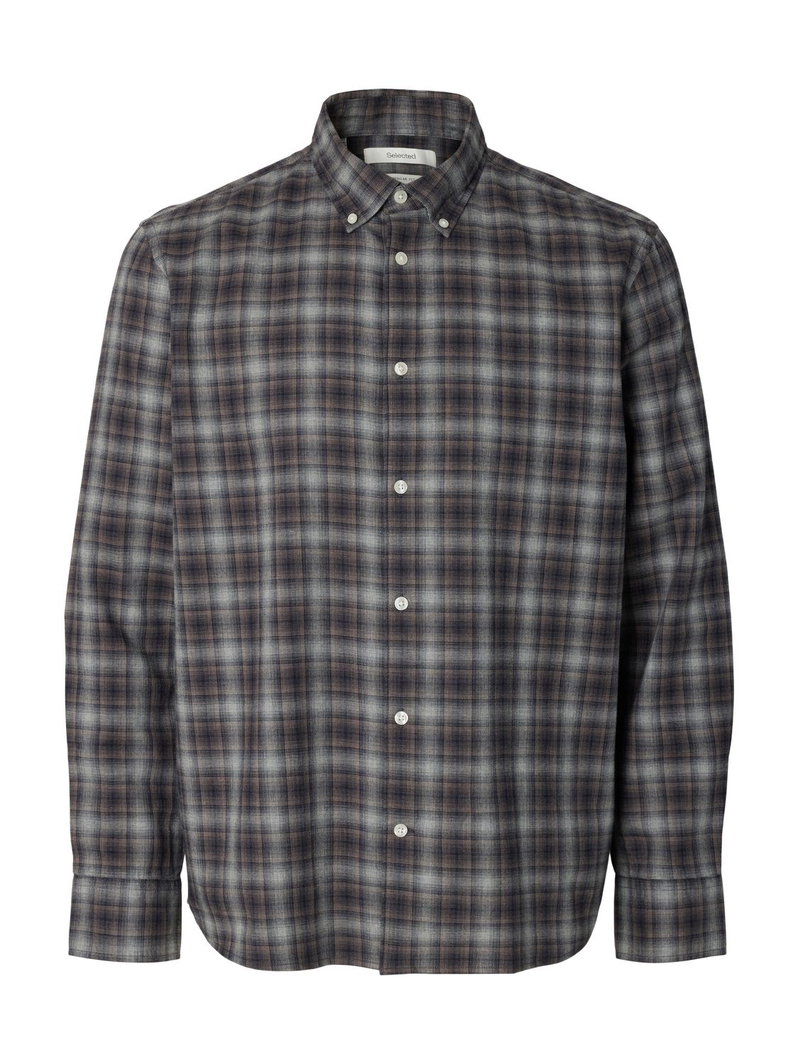 Slmcole-Jay Reg Melange Ls Shirt Noos Sky Captain Brown