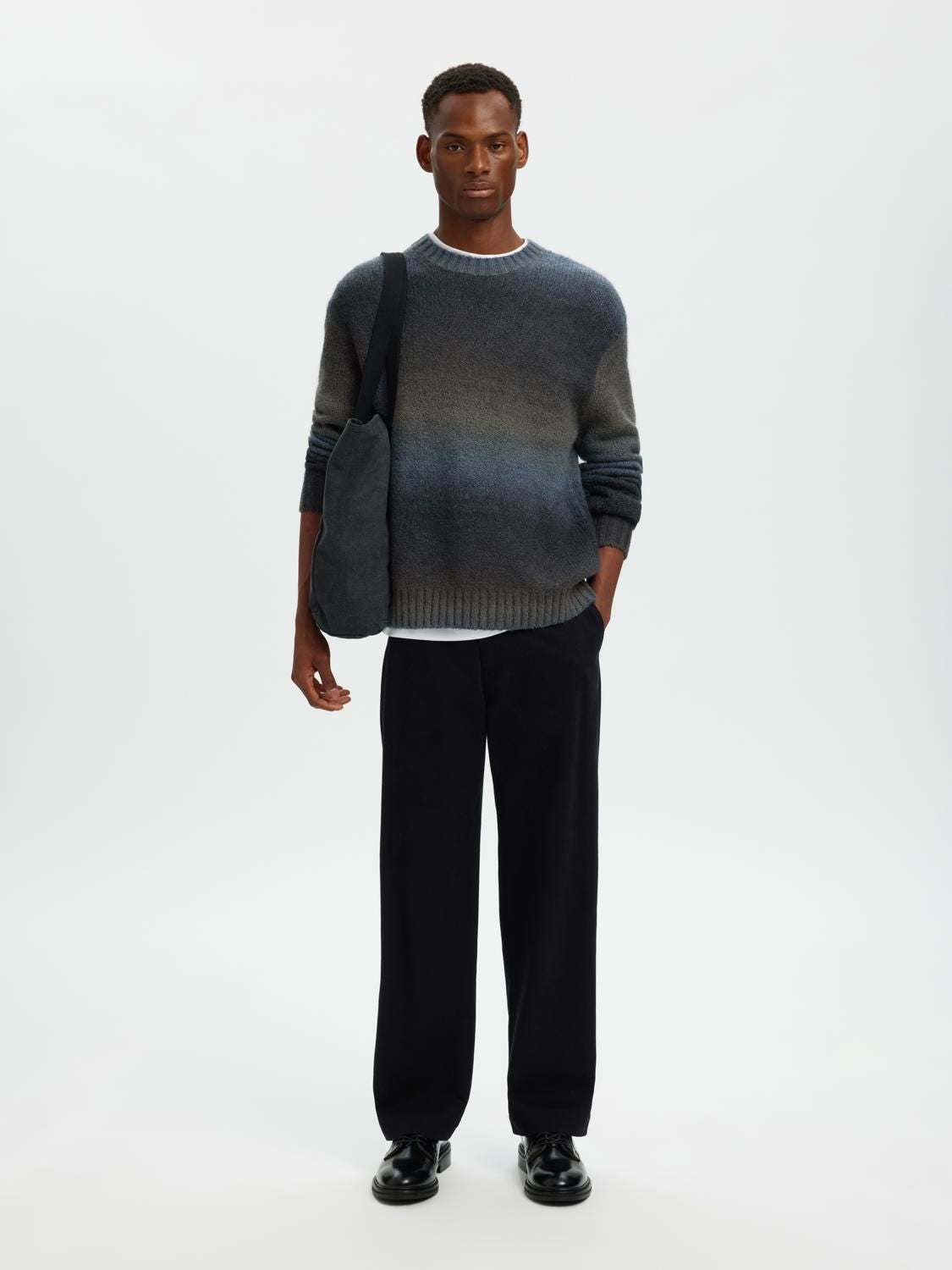 Slhgaard Relaxed Ls Knit Crew Neck Noos Sky Captain Multi Color