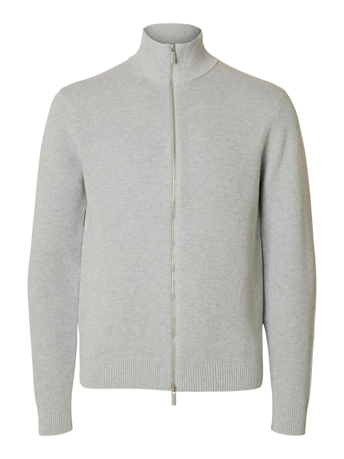 Slmdane Ls Knit Structure Full Zip Noos Light Grey Melange