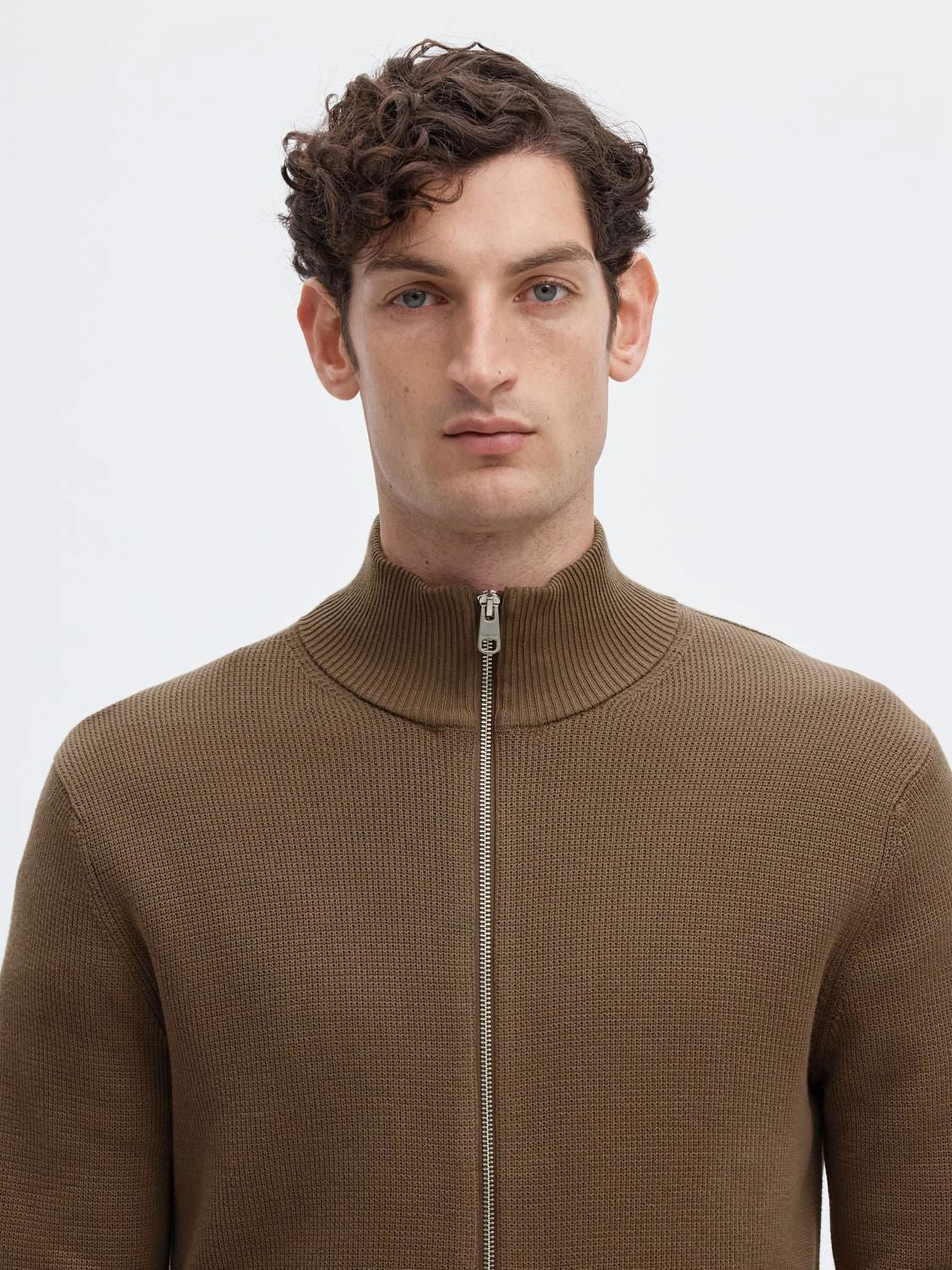 Slmdane Ls Knit Reg Struc Full Zip Noos Morel