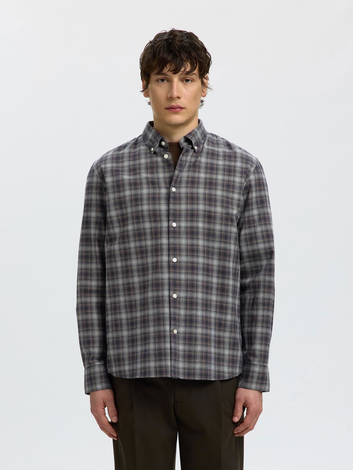 Slmcole-Jay Reg Melange Ls Shirt Noos Sky Captain Brown