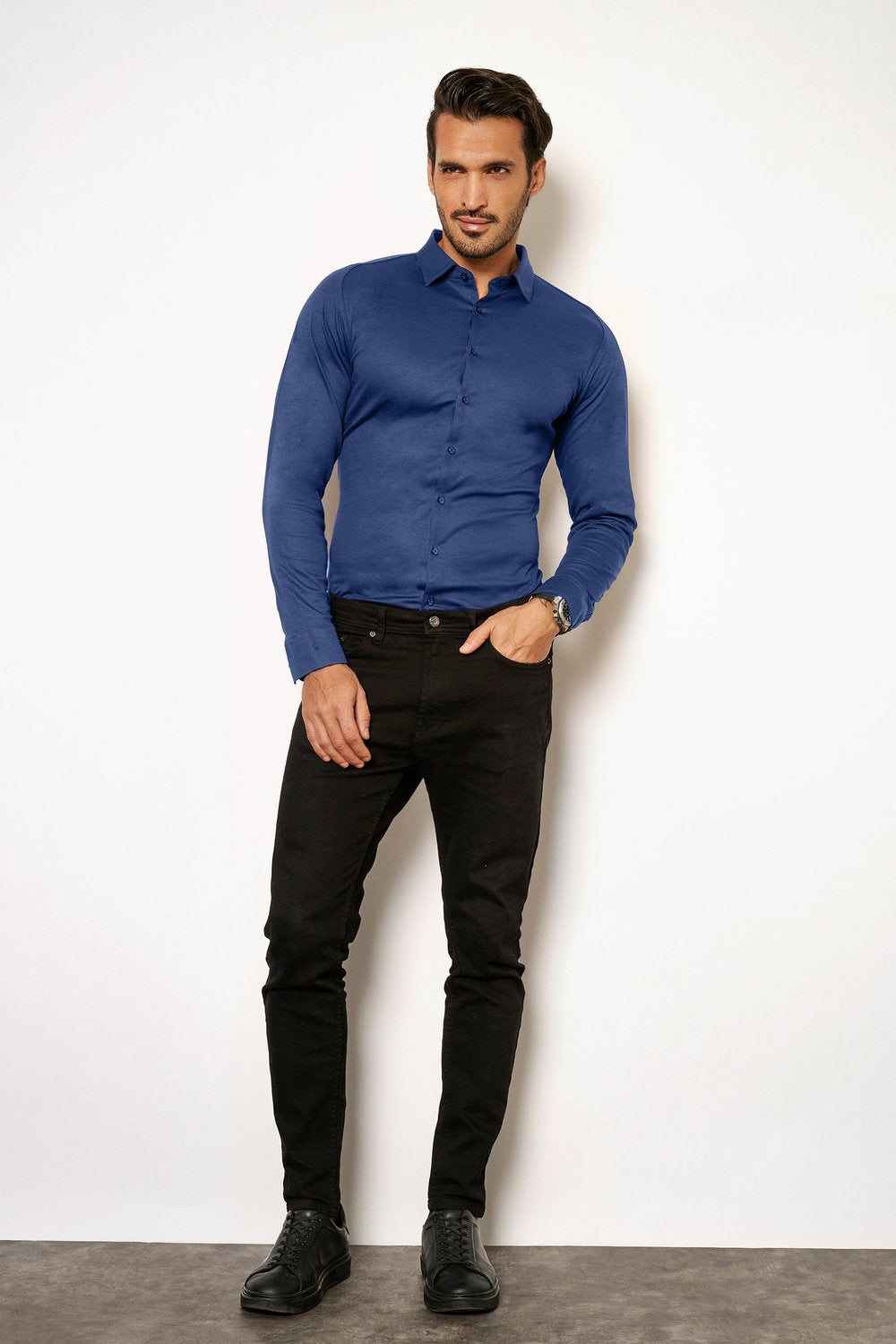 Kent 1/1 Shirts L/S 501 Blue Piquee