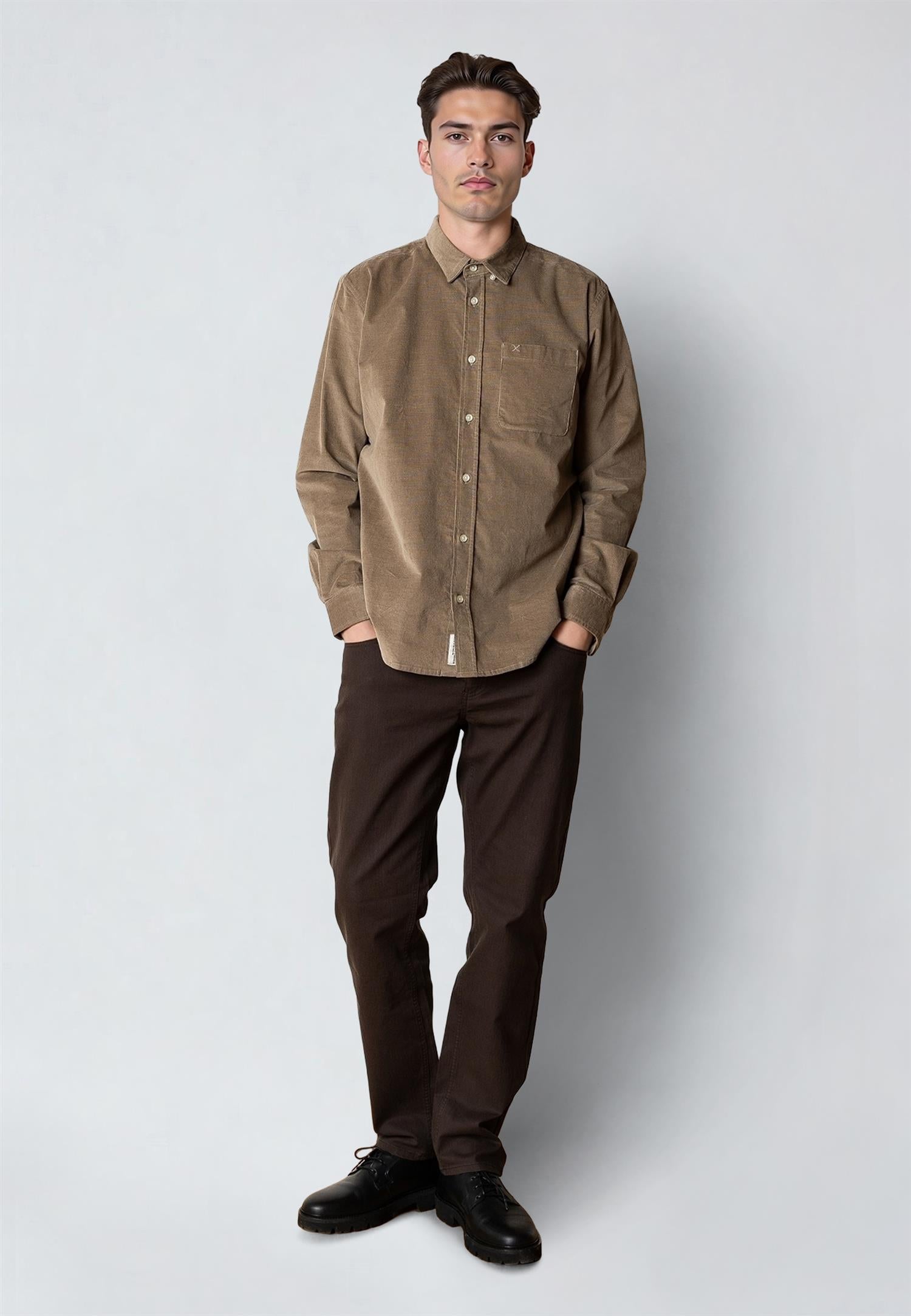 Ferris Corduroy Shirt Brindle Beige