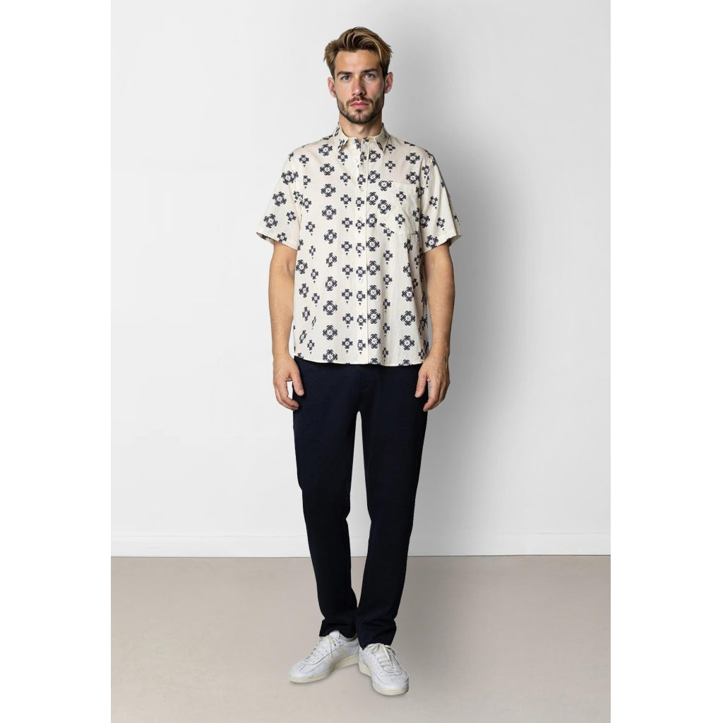 Tommy S/S shirt Ecru/Navy