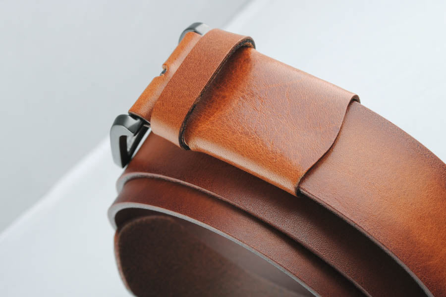 Leather belt Cognac