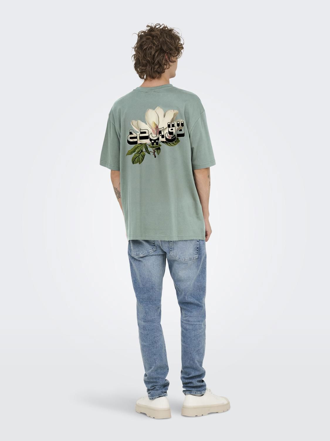 Onsfrank Rlx Ss Tee Noos Chinois Green Arabic Flower