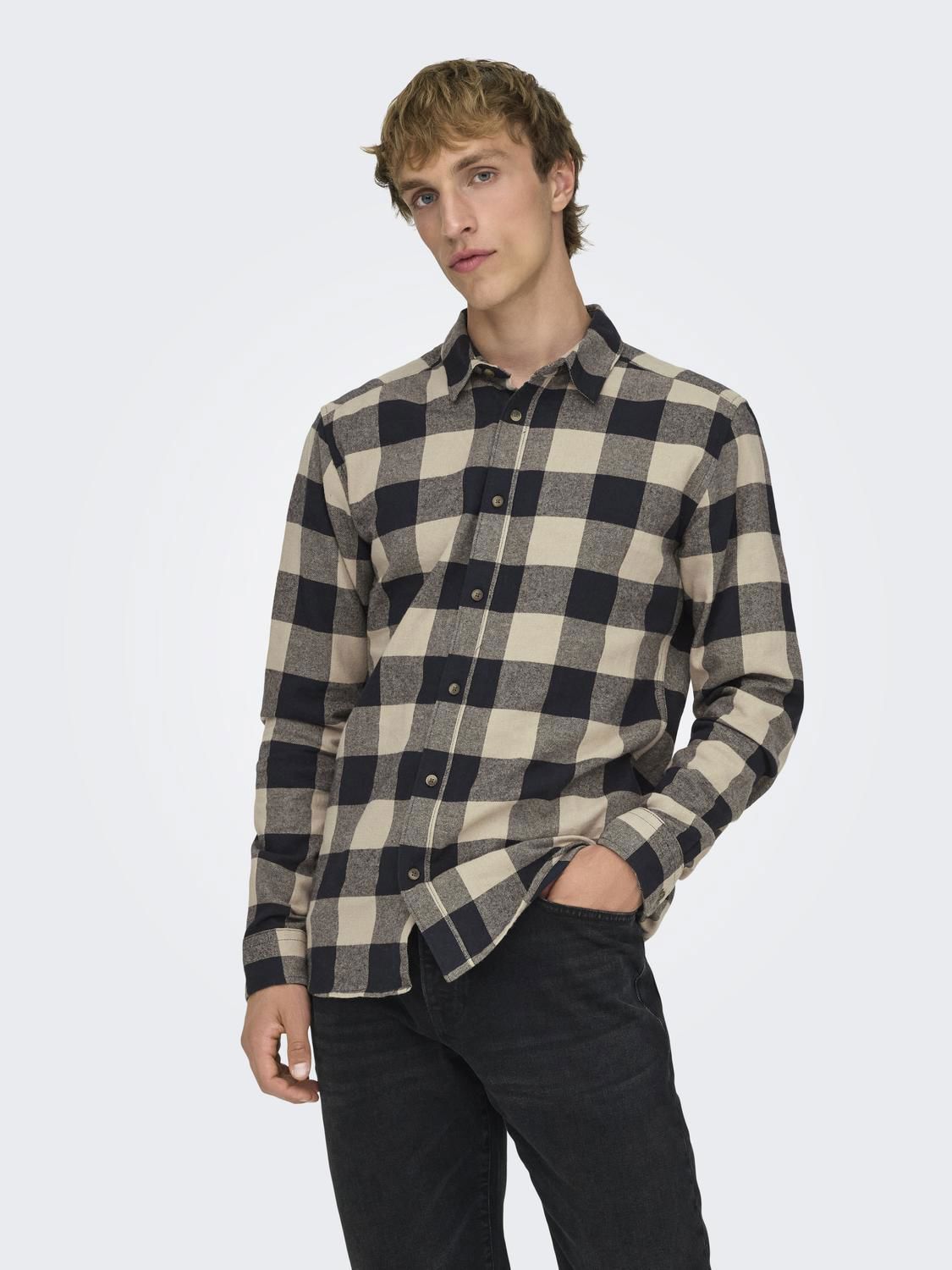 Onsgudmund Ls Checked Shirt Noos Dark Navy